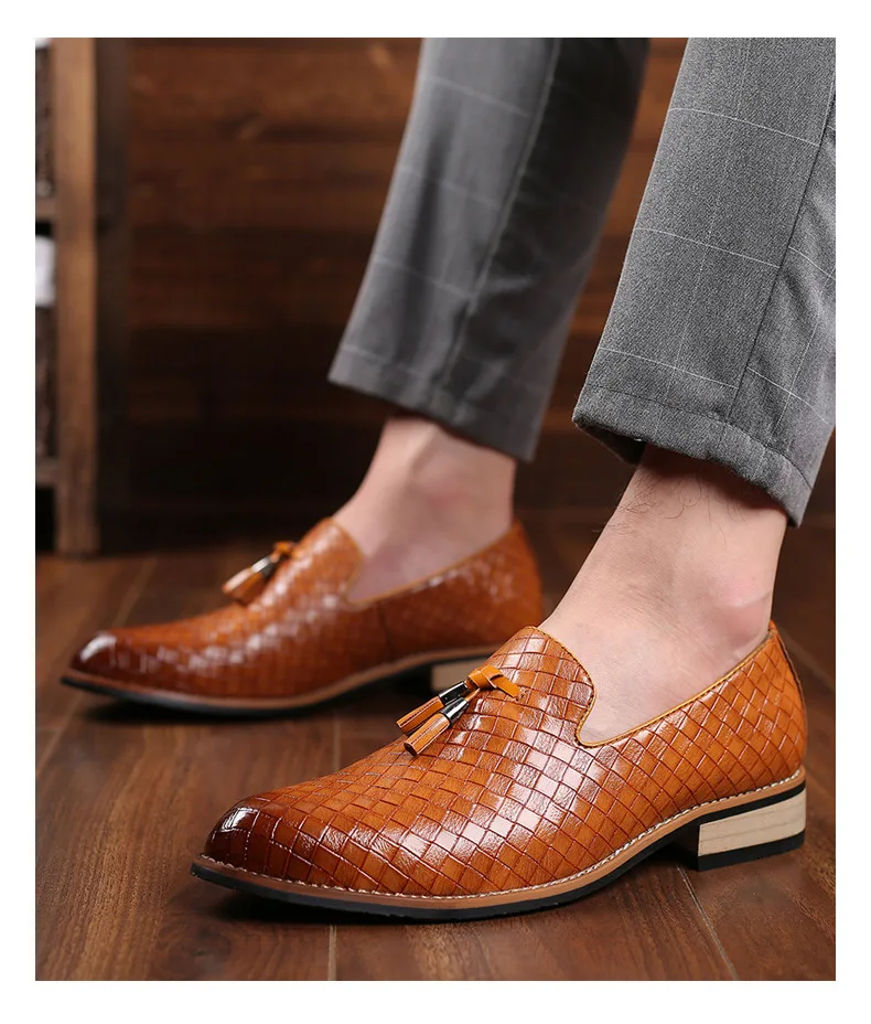 Ample Italian Dress Shoes Slip On Men Loafers Breathable Pu Dress Shoes ...