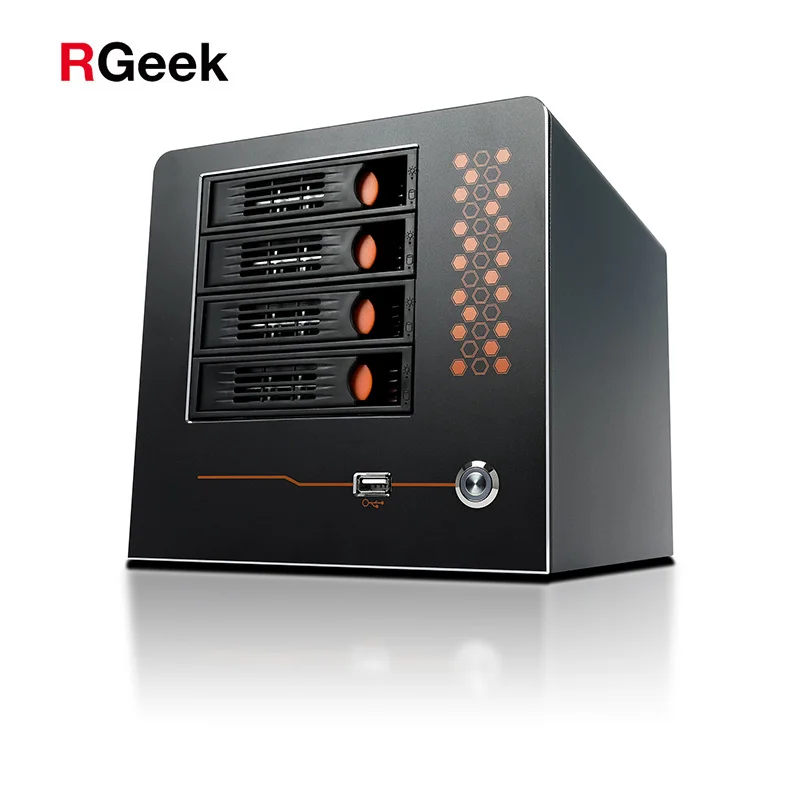 RGeek Custom NAS04A Mini PC Cabinet Miniitx 4 Bay Hot Swap NAS Server Case Mini ITX NAS Case for Nas 4 HDD