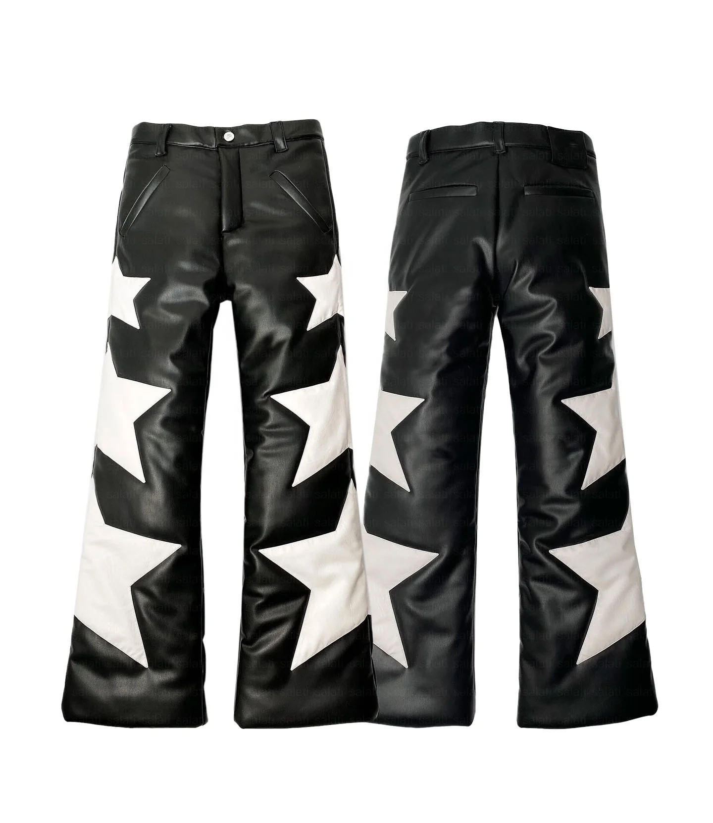Custom Y2K Down Trousers Pants Nylon Fleece Embroidery Straight Leg Baggy Track Winter Snow Bubble Quilted Puffer Pants for Men