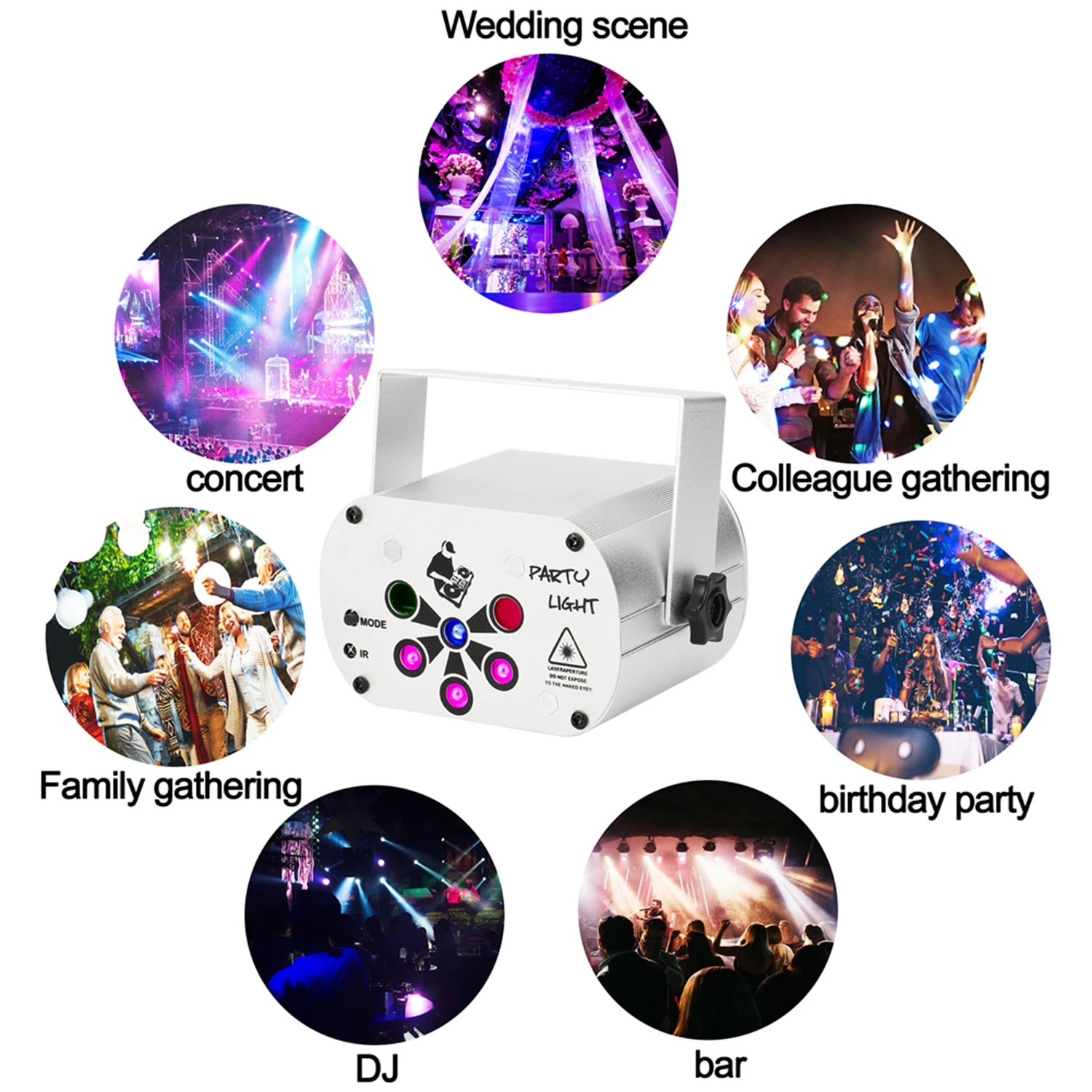 Patterns Effects Desco Light for Disco Party U`king 4000 Mah USB RG Leaser Light+rgb+uv LED 6-hole 30 Laser Lights IP20 10 - 40