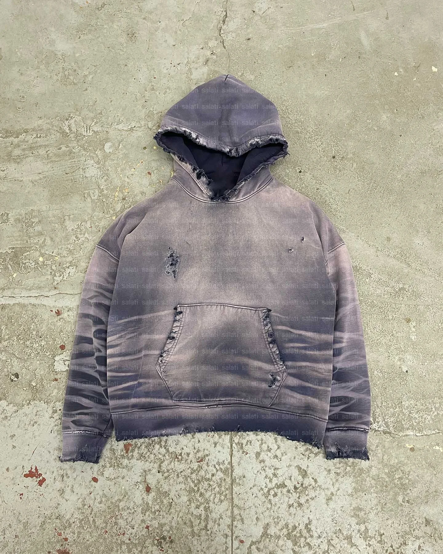 Custom Acid Wash Sweatshirts Cotton Zip up Blank Drop Shoulder Oversized Unisex Vintage Stone Washed Distressed Hoodies for Men gallery 3