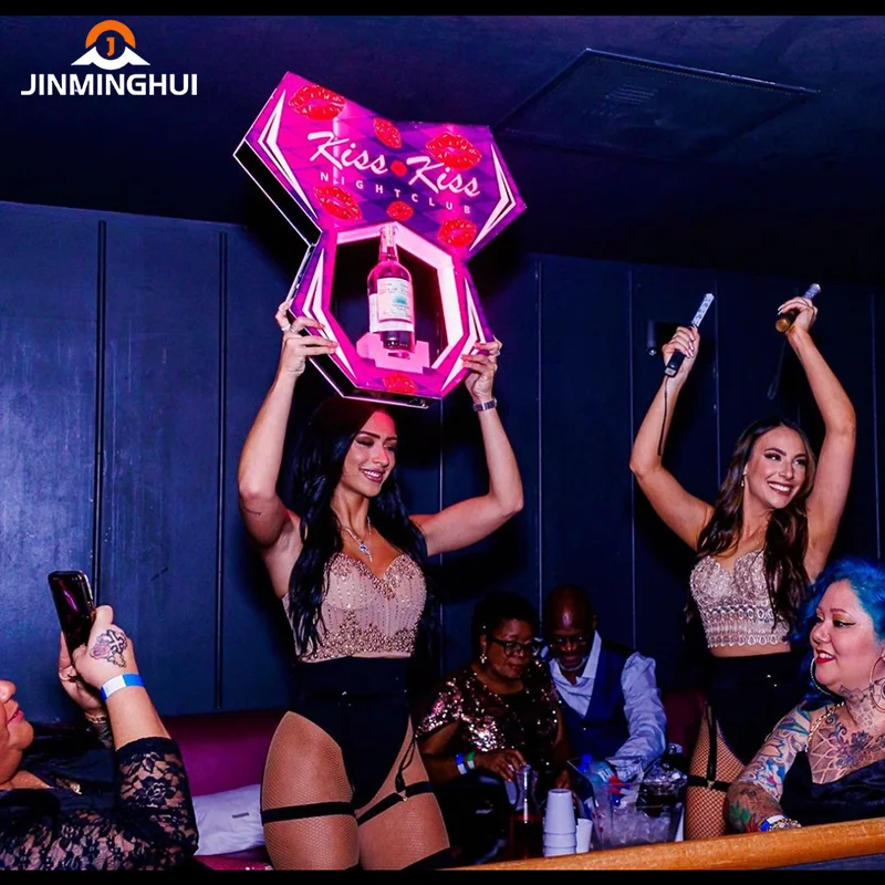 OEM Custom Handheld LED Sign Board for Party Bar Nightclub VIP Service Liquor Bottle Presenter Glorifier for Advertising