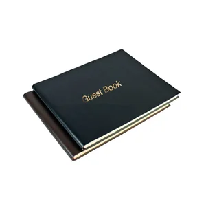 PU Leather Hardcover Guestbook 9x7 Water Color Painting Sign-in Memorial Service Condolence Book for Funeral Celebration Life