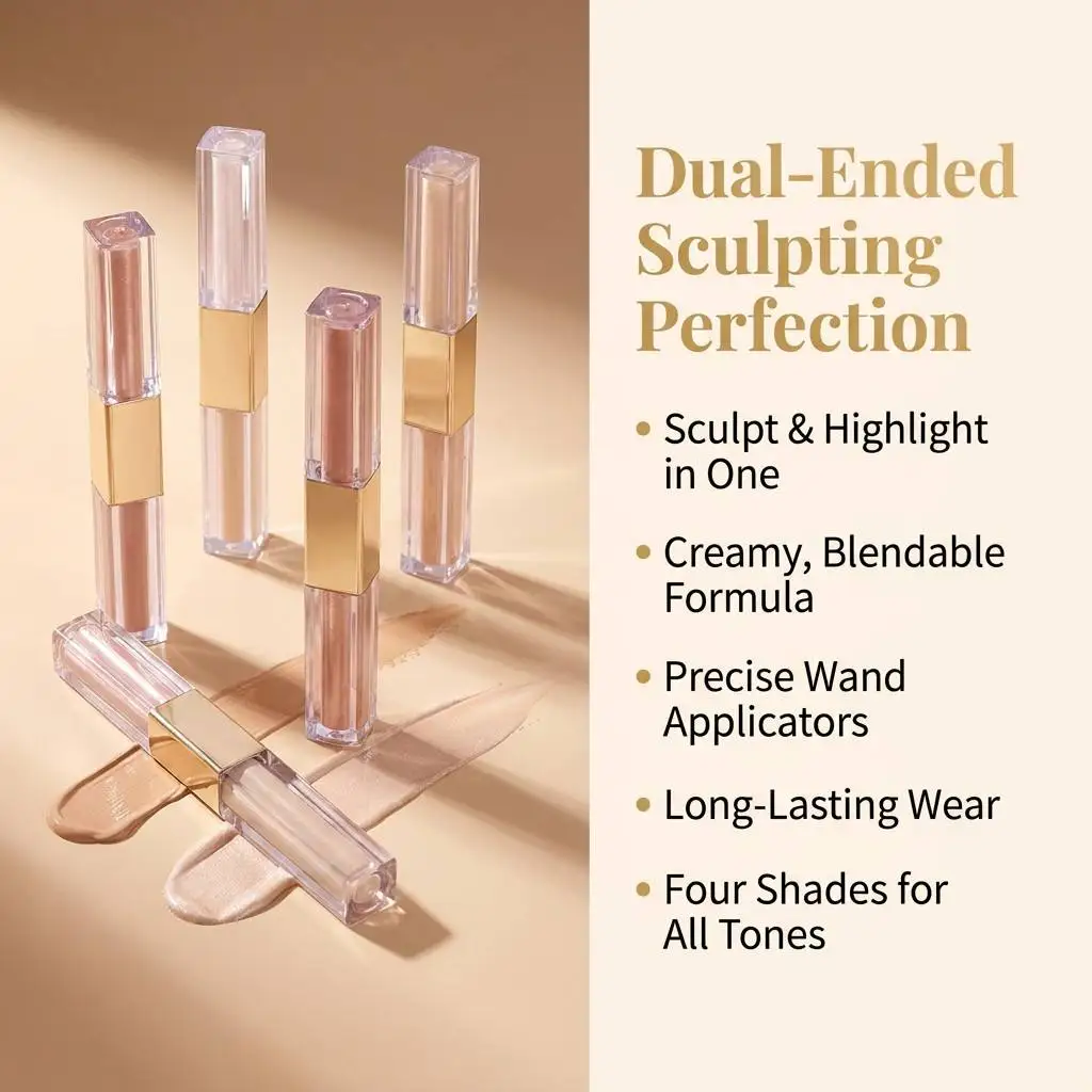 product vegan private label 2 in 1 dual ended liquid contour concealer highlighter custom logo face makeup vendor-4