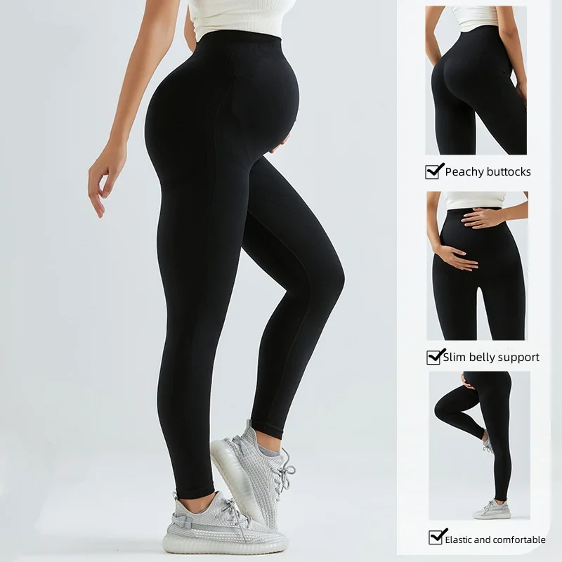 product 2024 training pregnant yoga wear fitness yoga pants seamless high waist women scrunch workout maternity seamless yoga leggings-58