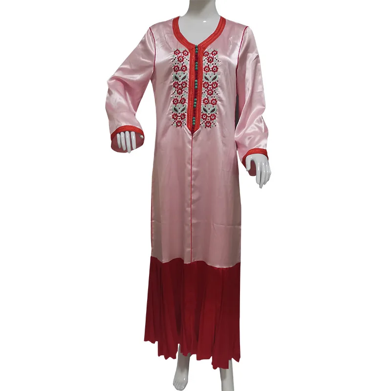 New Muslim Dress Abaya Middle East Arab Dubai Southeast Asia Hot Sale Clothing Embroidered Patchwork Robes Caftan Hijab Scarf manufacture