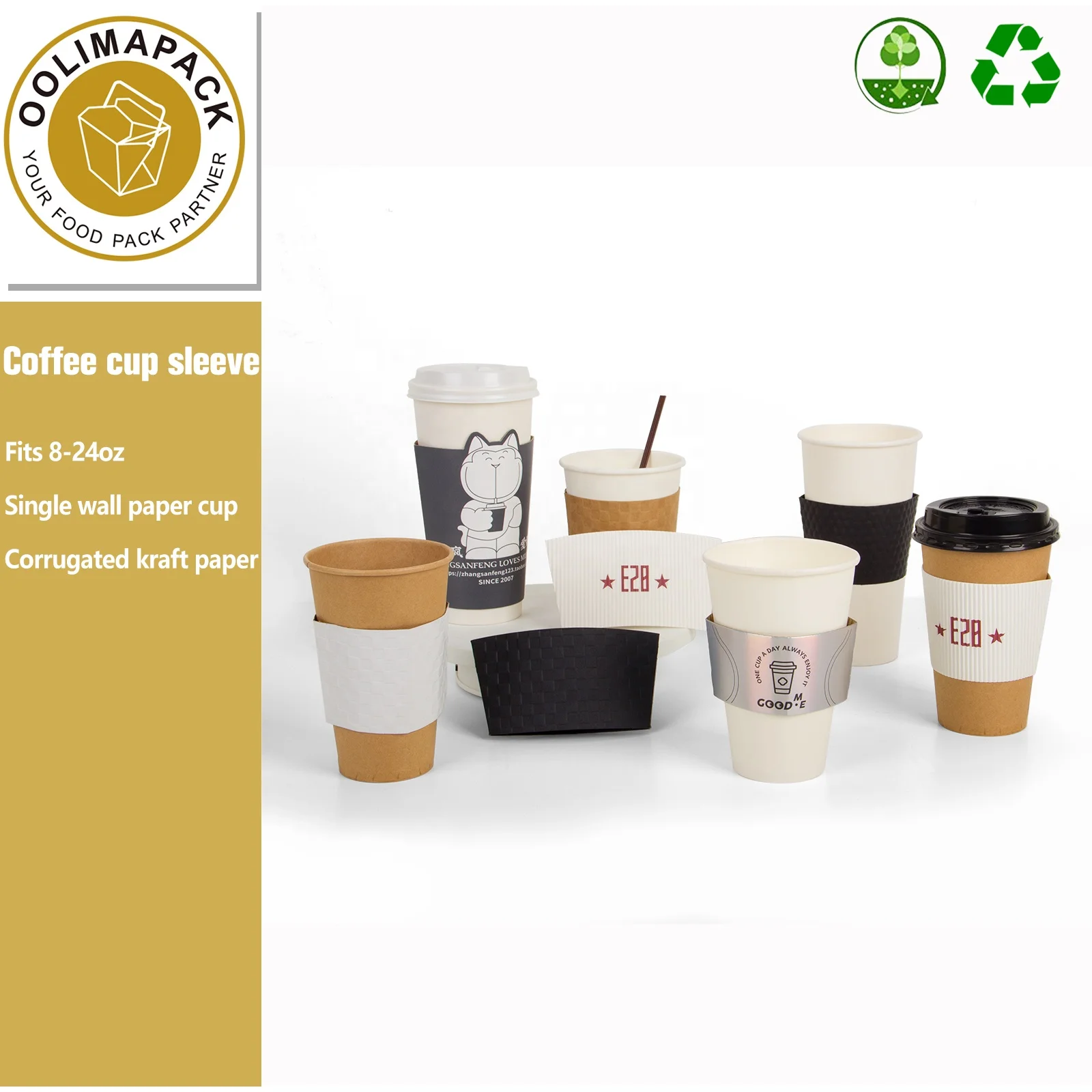 Source Paper coffee cup sleeve custom corrugated paper cup holder  disposable paper cup sleeves on m.