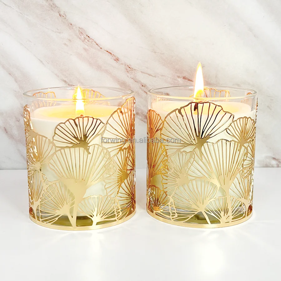 New Product Candle Holder Decorated Votive Tea Light Metal Candle Holder With Clear Glass Candle Jar supplier