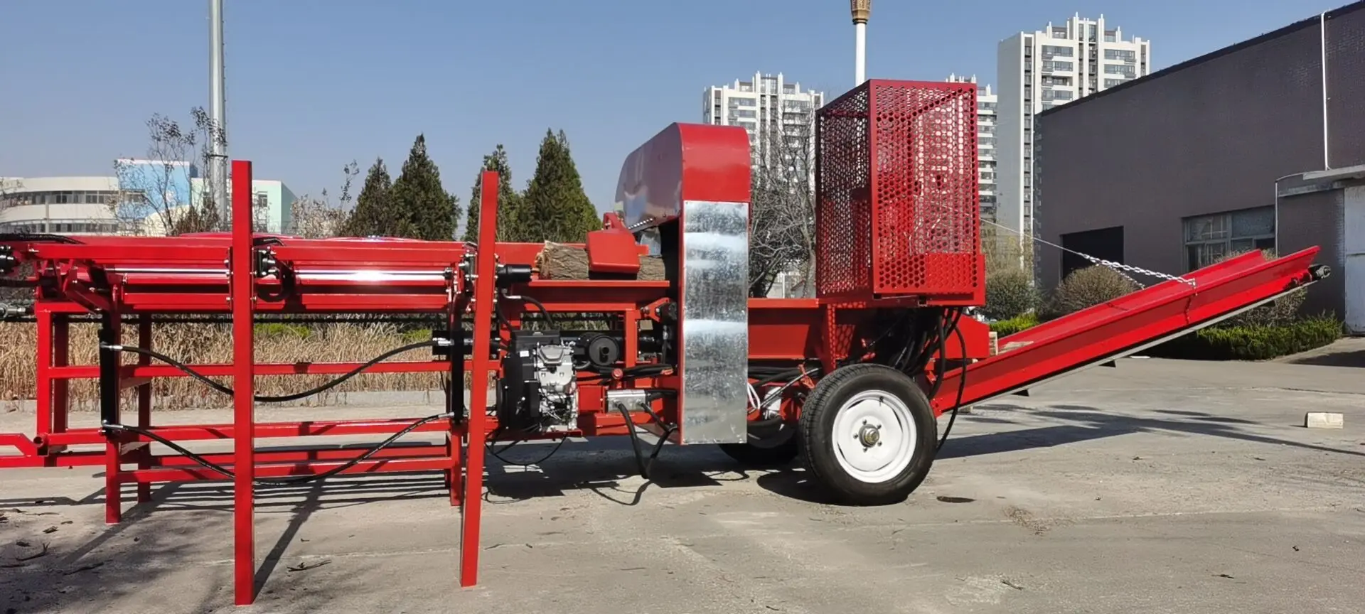 Double Engine Driven FIREWOOD PROCESSOR WITH CIRCULAR BIG SAW BLADE