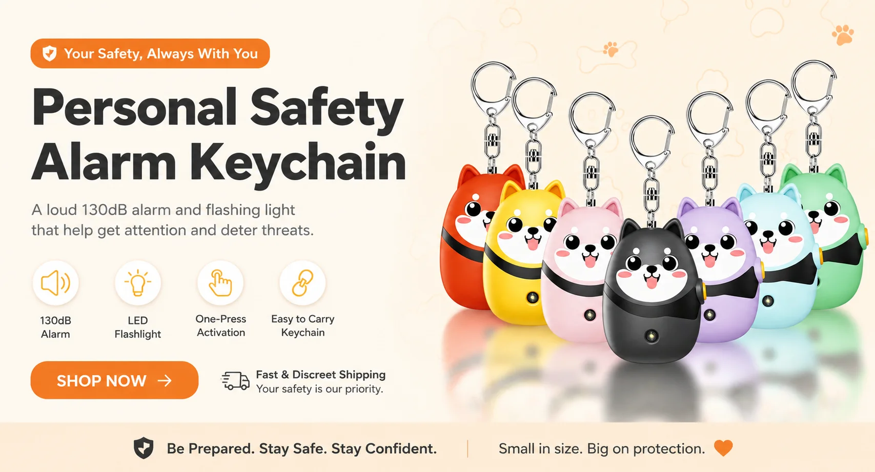 OEM/ODM Rechargeable Personal Alarm Keychain 130DB Safety Alarm with LED Light for Women Kids factory