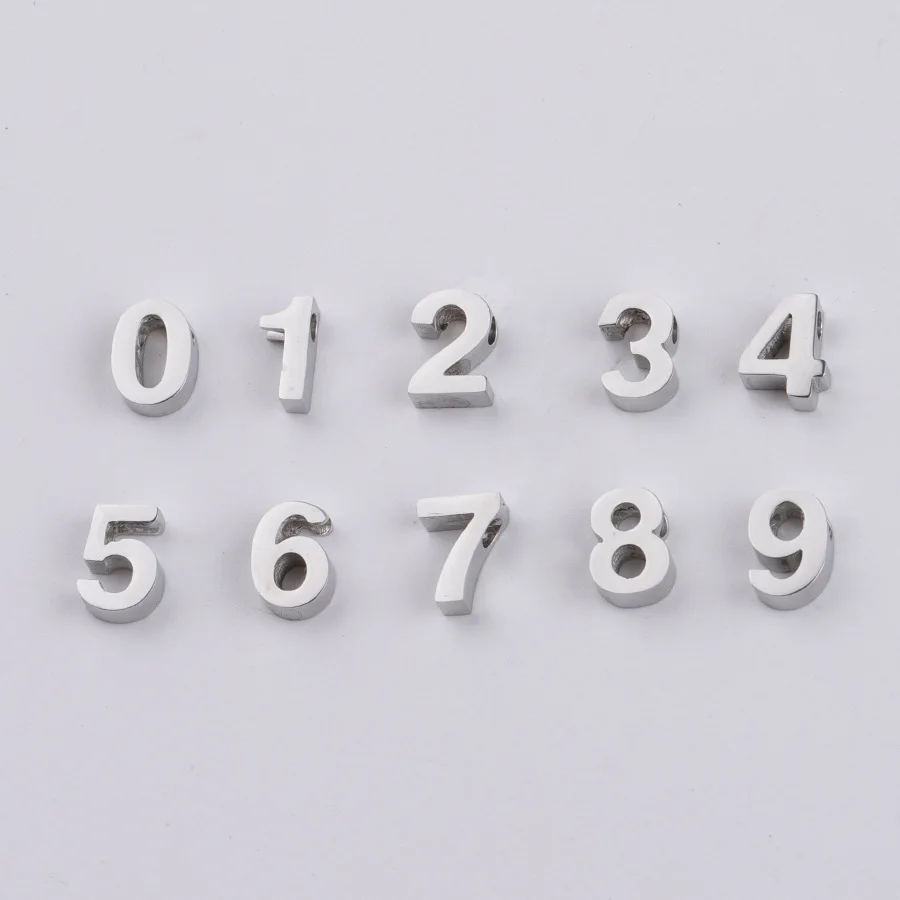 0-9 stainless steel numbers small charms