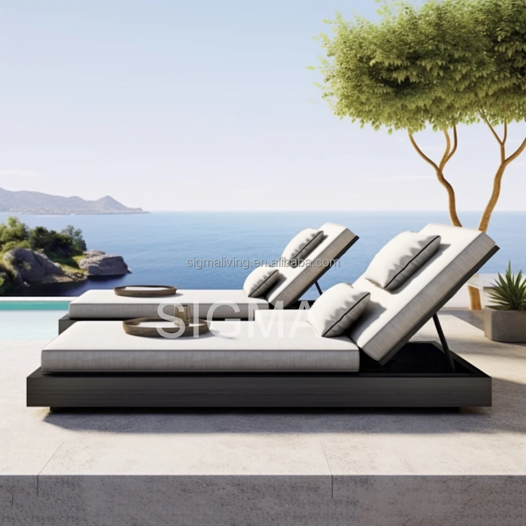 new design patio furniture  sofa outdoor aluminum daybed adjustable chaise garden lounge