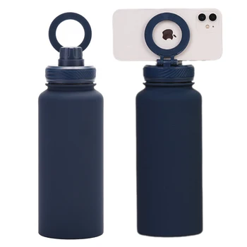 Custom Stainless Steel Gym Tumblers Sports Vacuum Flask Travel Insulated Termos Magnetic Magsafe Water Bottle With Phone Holder
