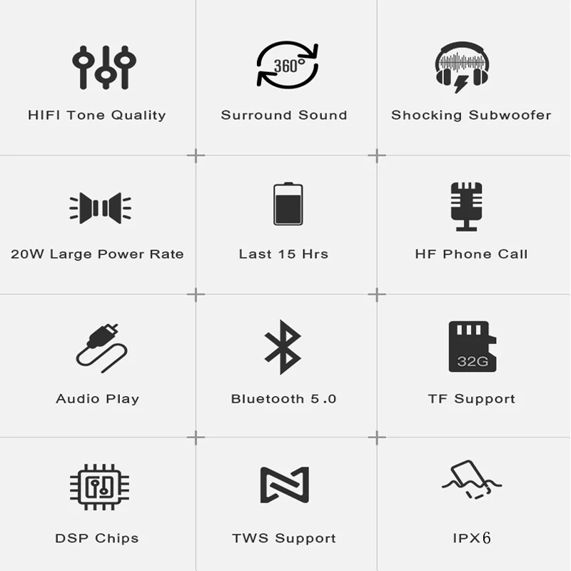 
 30 Вт IPX7 3D HIFI бас Металлический портативный беспроводной Активный TF сабвуфер громкоговоритель уличный bluetooth динамик с DSP NFC  