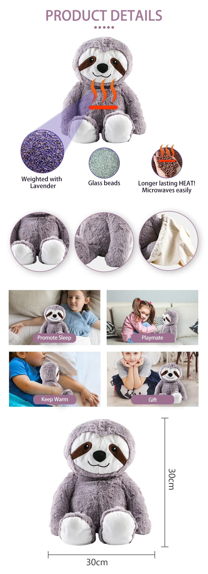 Custom Weighted Plush Lavender Scented Heating Pad Microwavable Stuffed