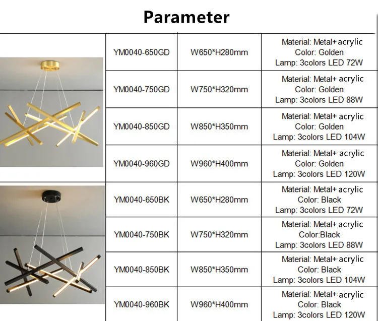 Modern linear black chandelier luxury chandelier lighting living room lighting LED pendant lamp chandelier luxury