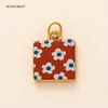 Checkered Floral Square Charm