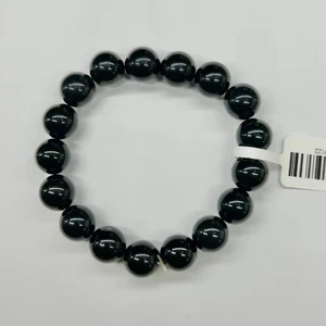 Natural Black Agate Bracelet Healing Bead Bracelet Elastic Rope Neutral Bracelet Simple and Atmospheric