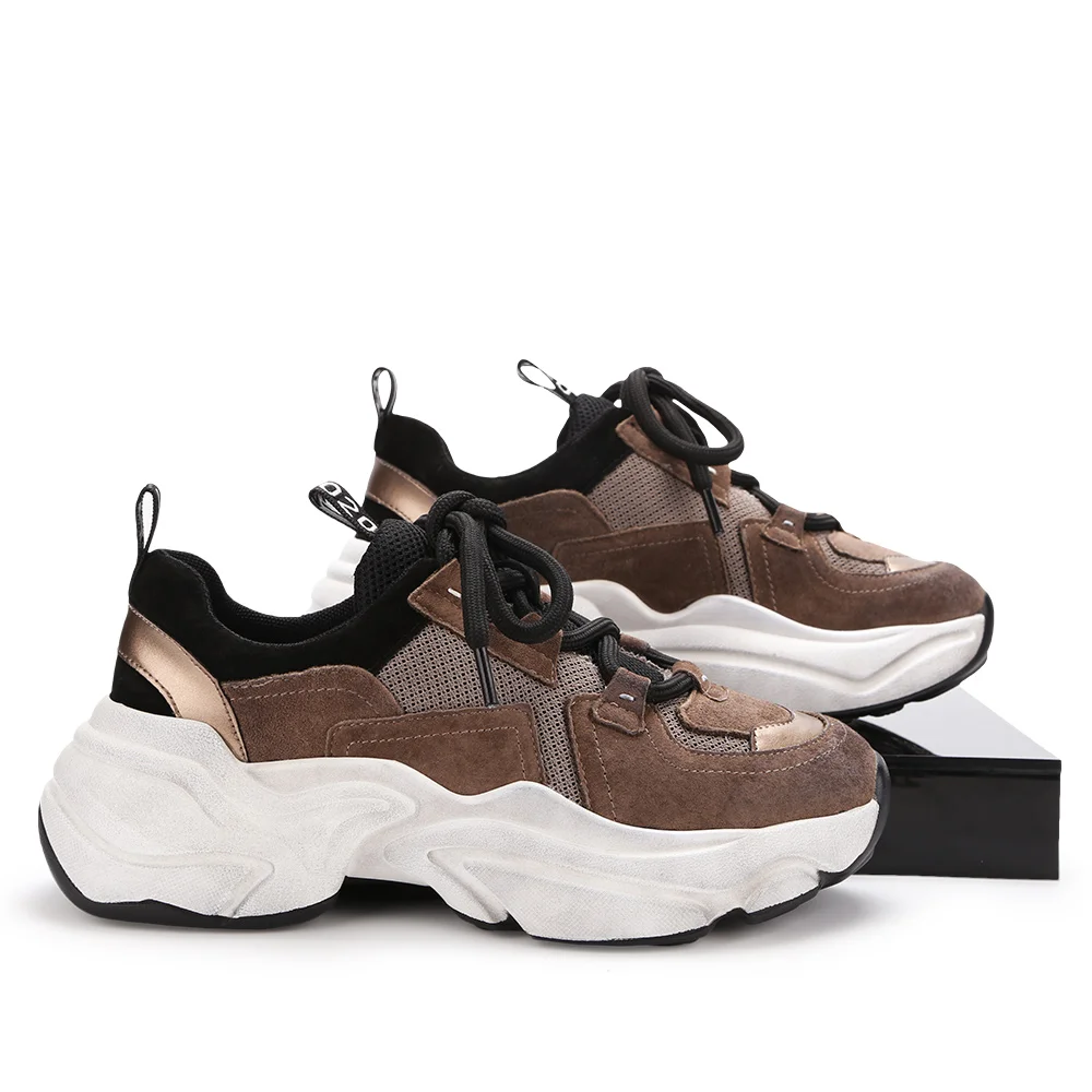 Zapatillas Rivera Color Café Con Blanco Tacón Y Plataforma | Meses sin  intereses