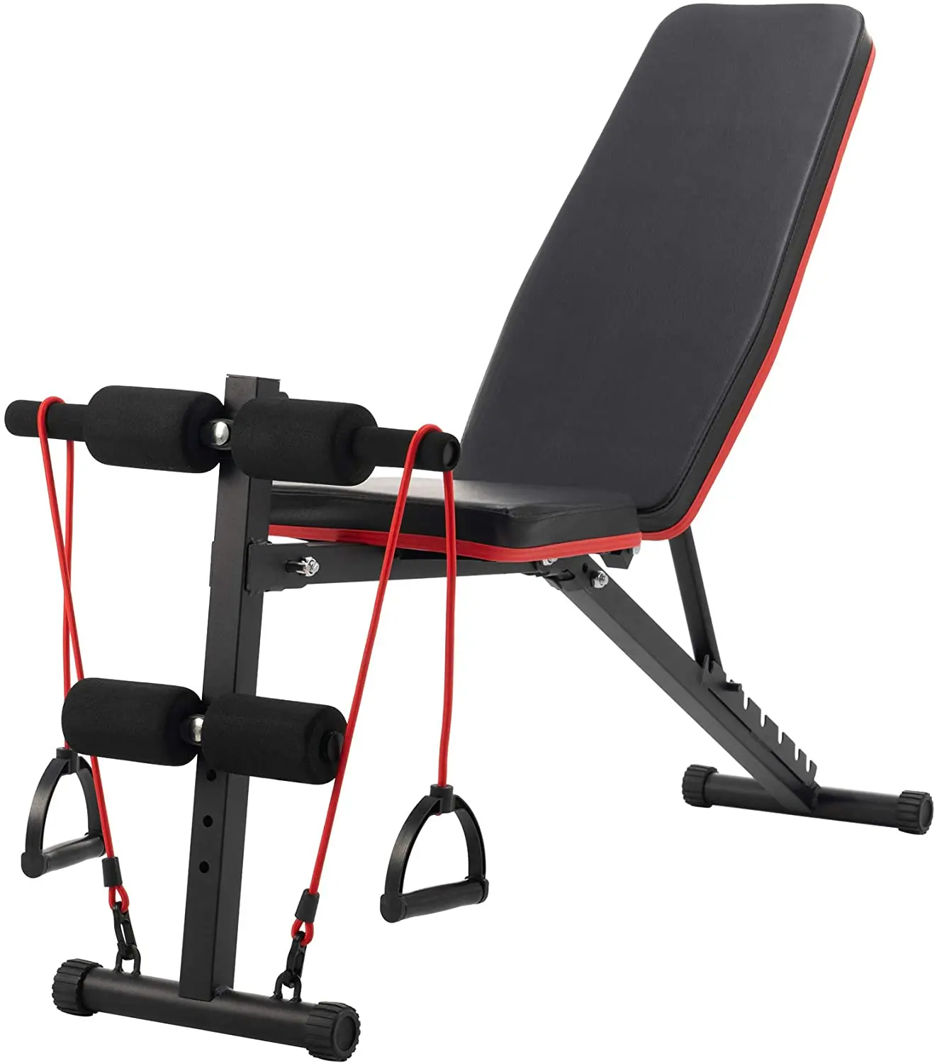Wellshow Adjustable Weight Bench With Resistance Bands Set Home Gym