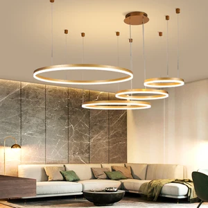 Decorative Circular Aluminum Modern Gold Kitchen Dining Room Indoor Led Round Hanging Ring Pendant Light
