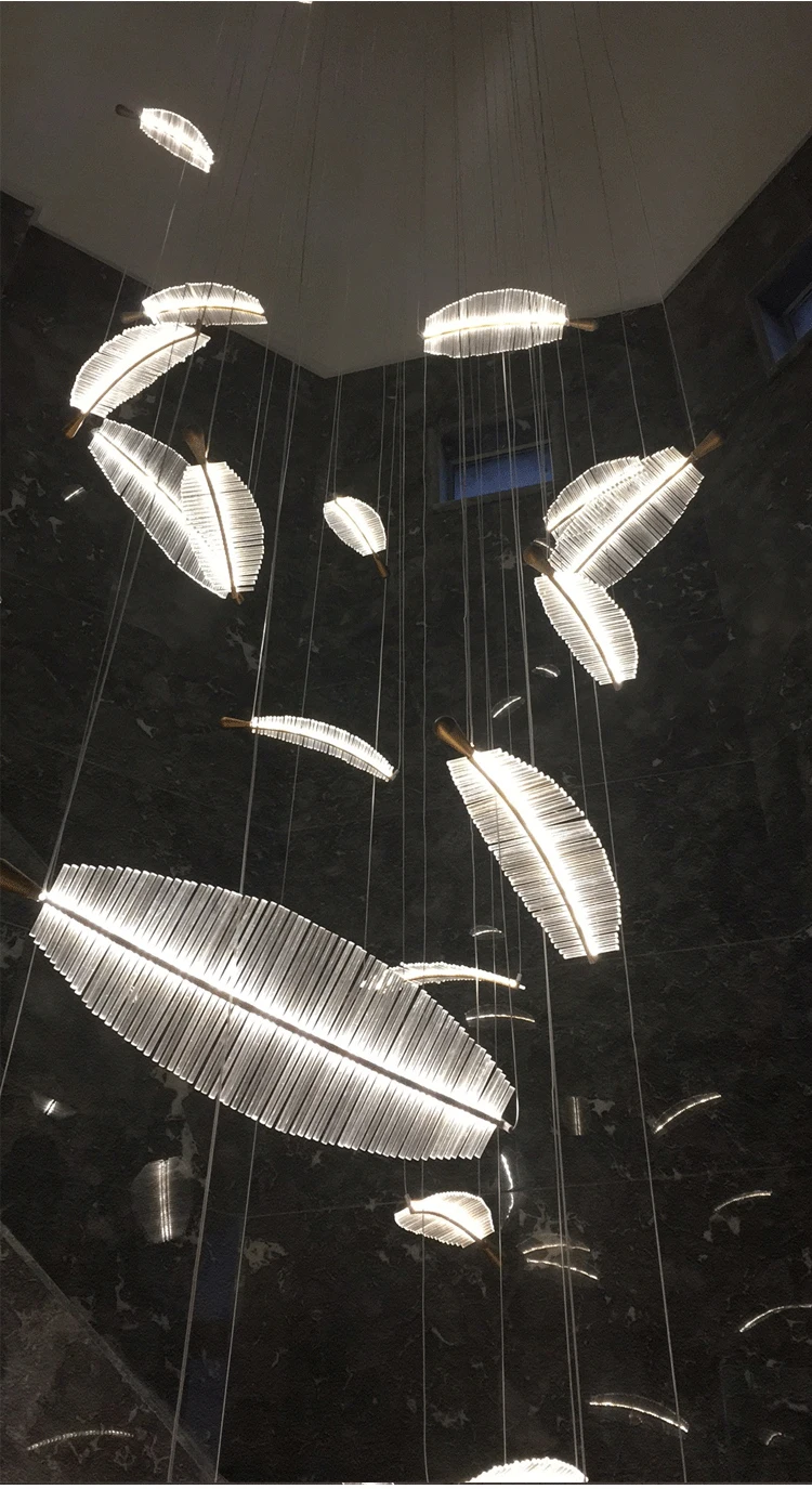 cpl 15 professional quality glass leaf indoor decoration chandelier led pendant light  -1