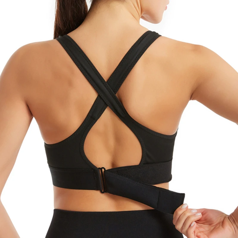 Adjustable Front Zipper Sports Bra Shockproof Rimless Vest Yoga