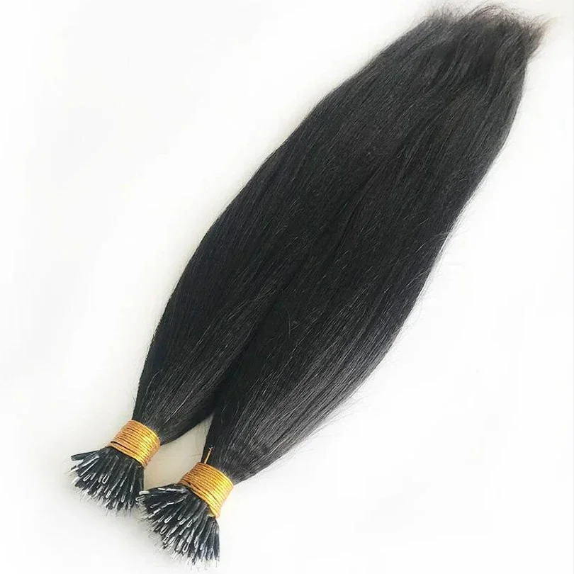 Brazilian Yaki Nano Ring Human Hair Bundles Keratin Capsule Micro Ring Hair Extensions_voghion.com