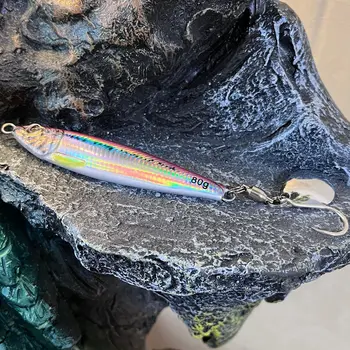 UV Metal Jig Lure Spinner Bait with Hooks for Mackerel Sea Fishing Shore Casting 60g 80g – Metal Jig – view 3