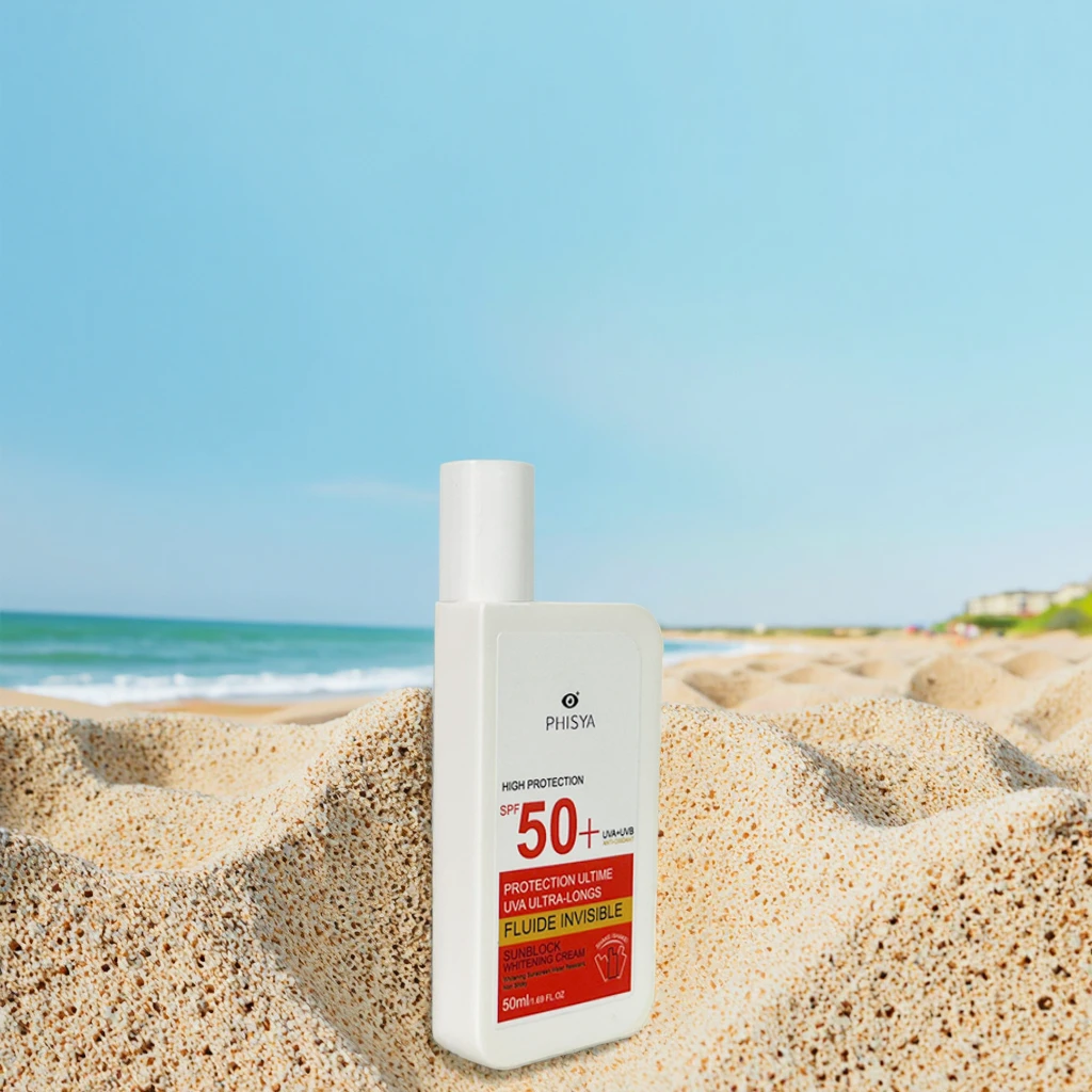 PHISYA Vegan SPF 50+ Sunscreen Lotion Waterproof and Anti-Sweat UVA UVB Block for Outside Activity Body Anti-Aging Property