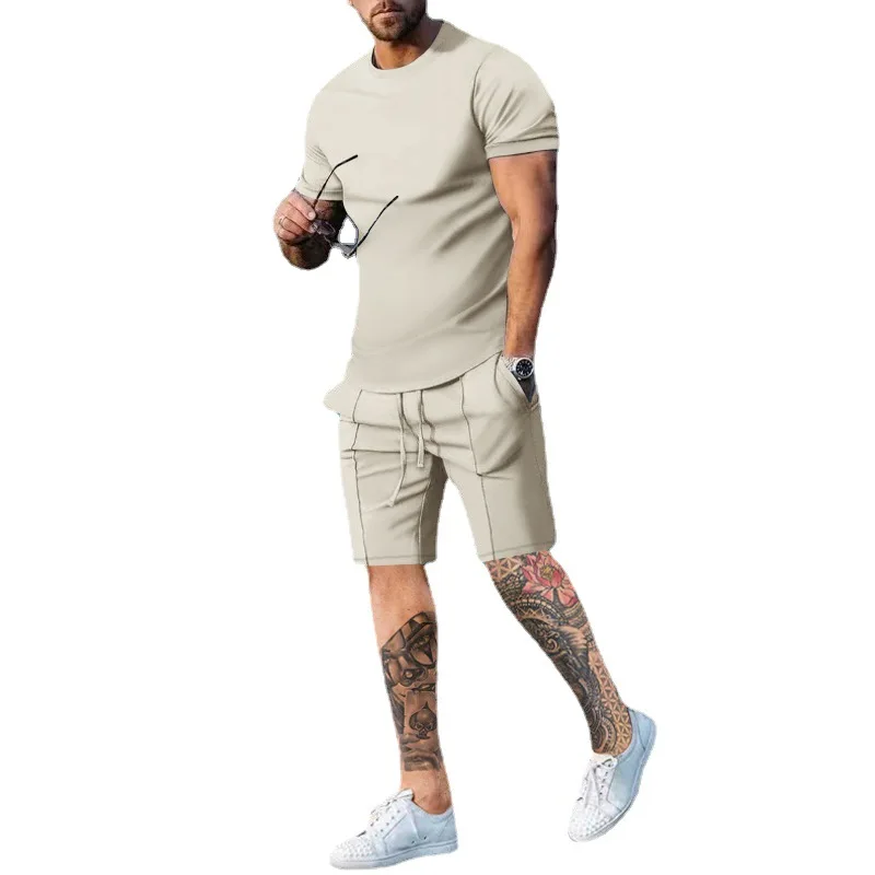 Men Summer Suit 2023 Two-piece Short Sleeve T-shirt Casual Fashion Men ...