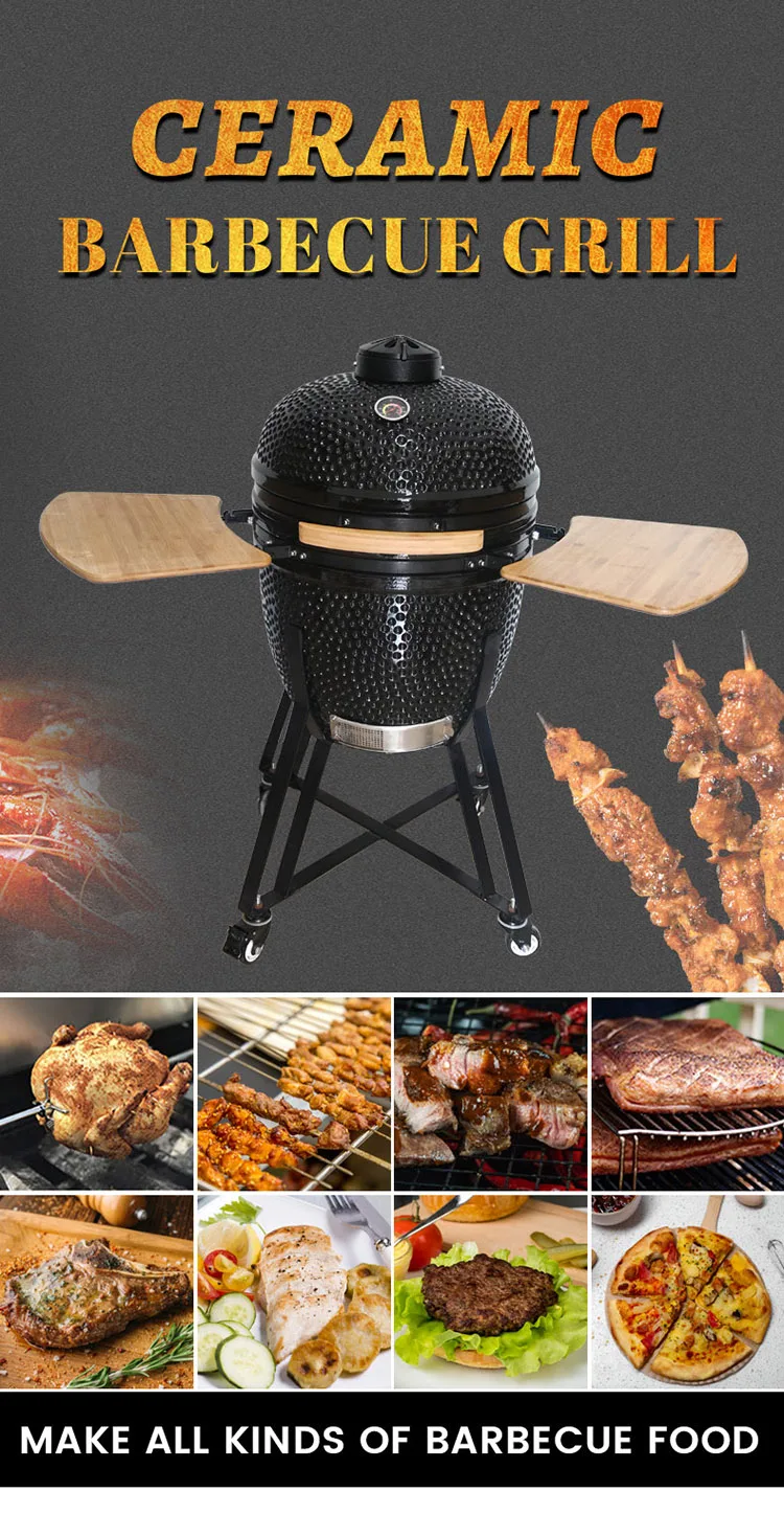 13'' Ceramic Kamado Barbecue Charcoal Grill Heavy Duty Ceramic Barbecue ...