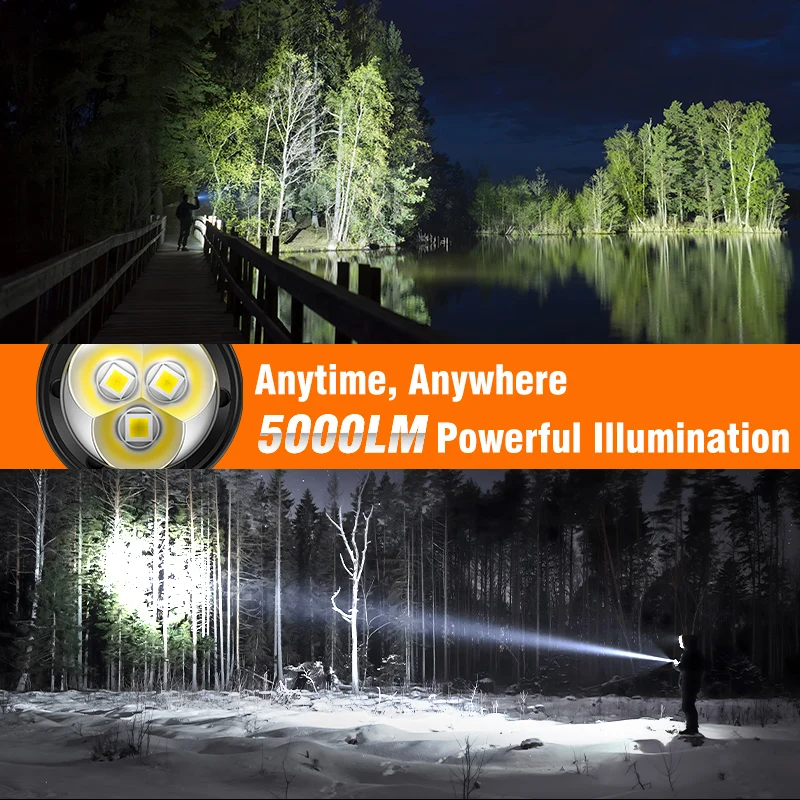Lampe Torche LED Ultra Puissante 10000 Lumens 5000mAh Batterie 26650 Tactique XHP70.2 Étanche Lampe Torche LED Ultra Puissante 10000 Lumens 5000mAh Batterie 26650 Tactique XHP70.2 Étanche