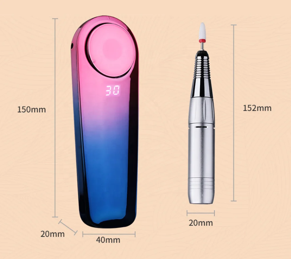 New Arrival Gradient Color 25w 35000RPM Long Lasting P10 Rechargeable Cordless Nail Drill Machine for Nail Salon