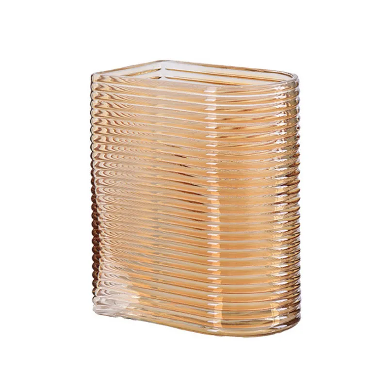 Horizontal Striped Rectangular  Glass Vase