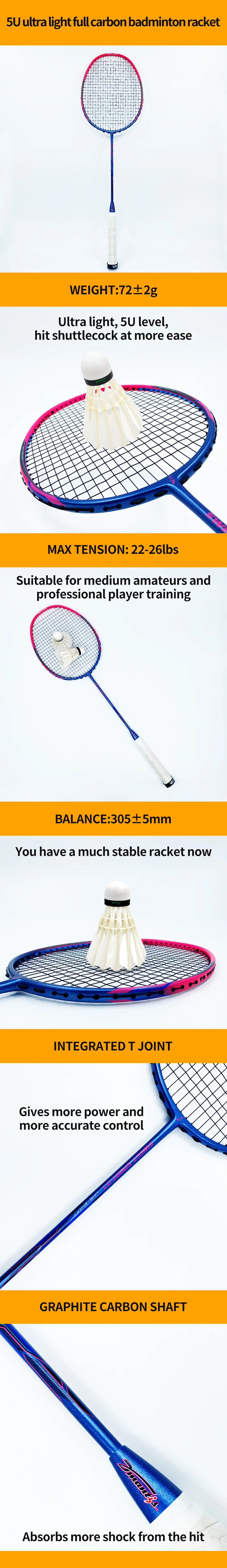 Wholesale Carbon Badminton Racket High Quality 5U Badminton Racket Best Seller Favourable Price Badminton Racket factory