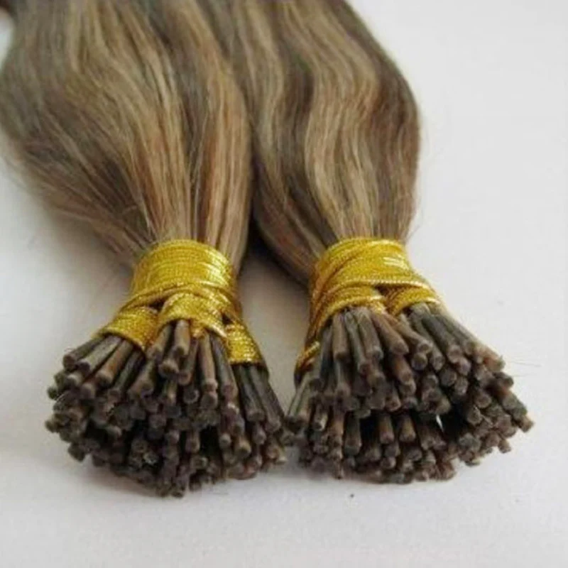 Piano Color Real Human Natural Hair Extensions Raw Mixed Ash Blonde I Tip hair Remy Stick Hair manufacture