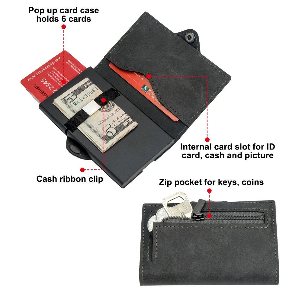 Cartera inteligente de cuero PU Vintage con cremallera, billetera