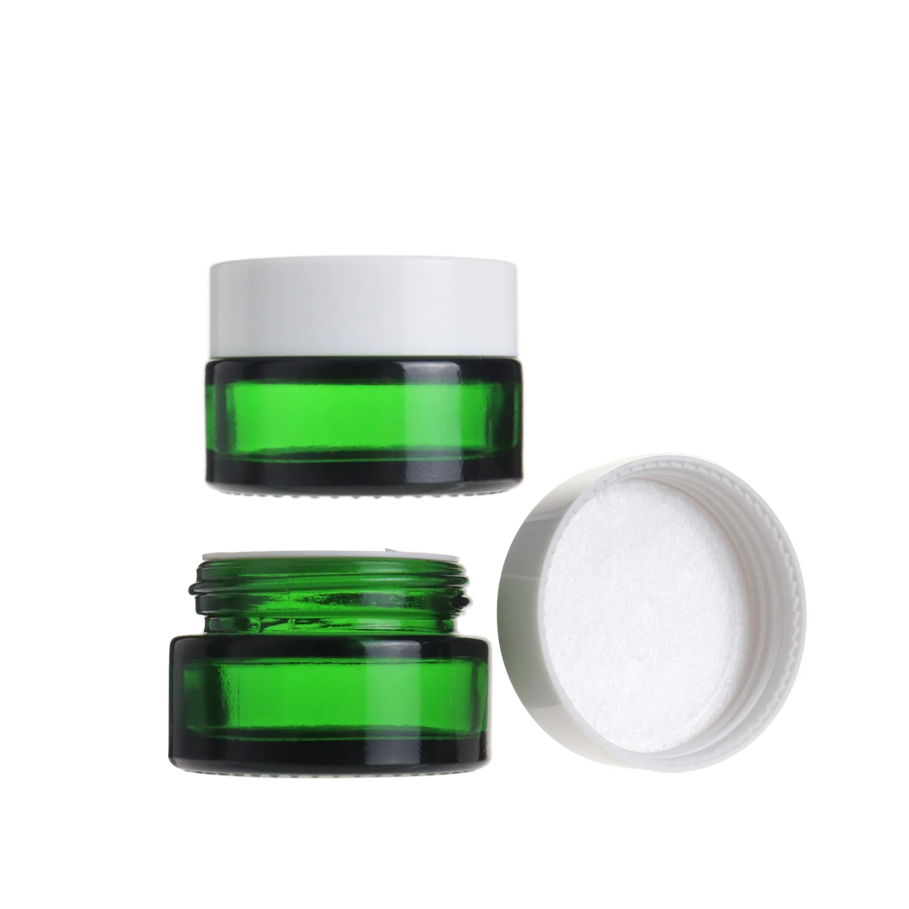 20g Green Cosmetic Skincare Facial Cream Glass Jars For Face Cream And