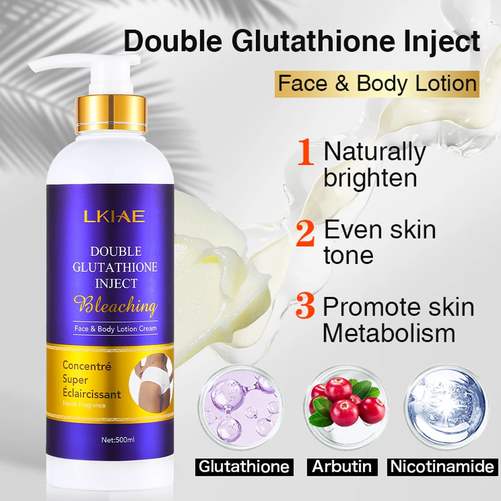 Private Label Destroy Melanin Soap Double-Glutathione White Serum&Body  Lotion Repair Dark Spot Face Cream Organic Skin Care Set
