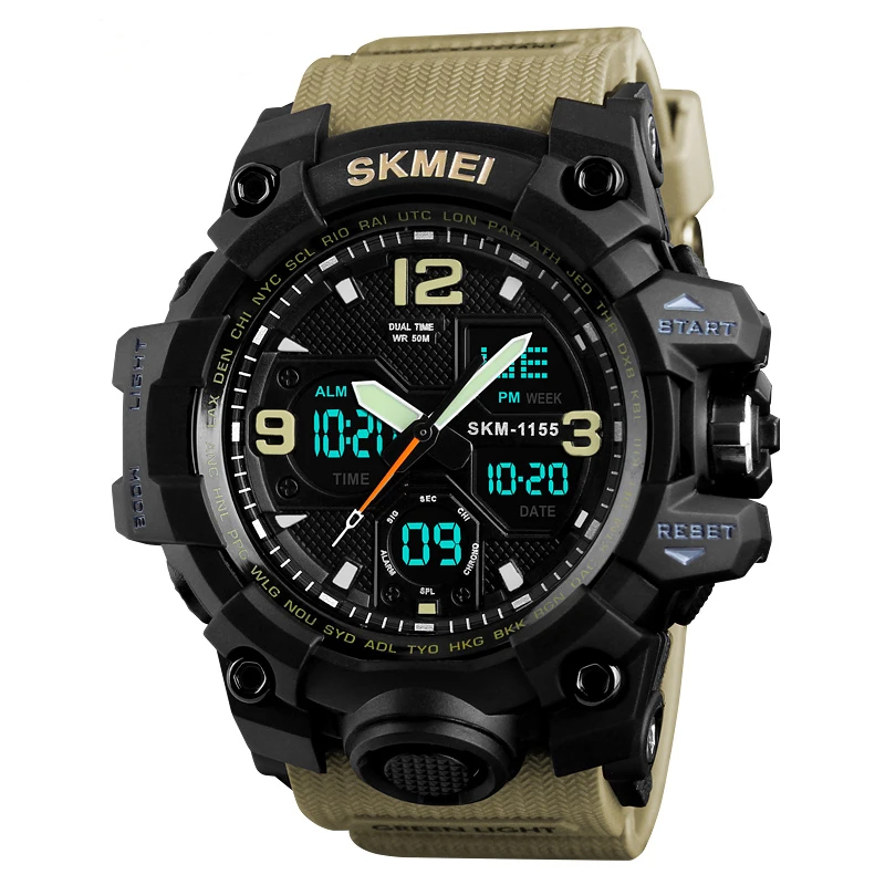 Skmei 1155B горячая Распродажа водонепроницаемые аналоговые цифровые часы мужские наручные часы спортивные наручные часы