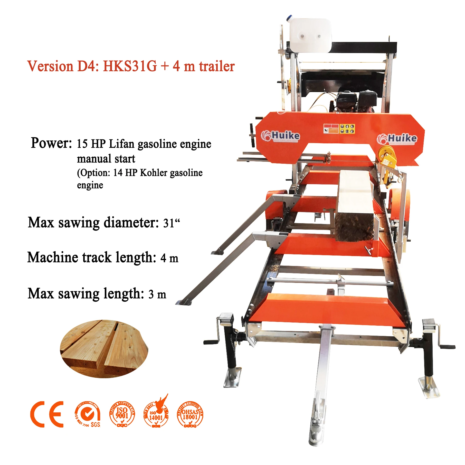 Hot Sale Huike 31 Inch Portable Sawmill Horizontal Band Saw