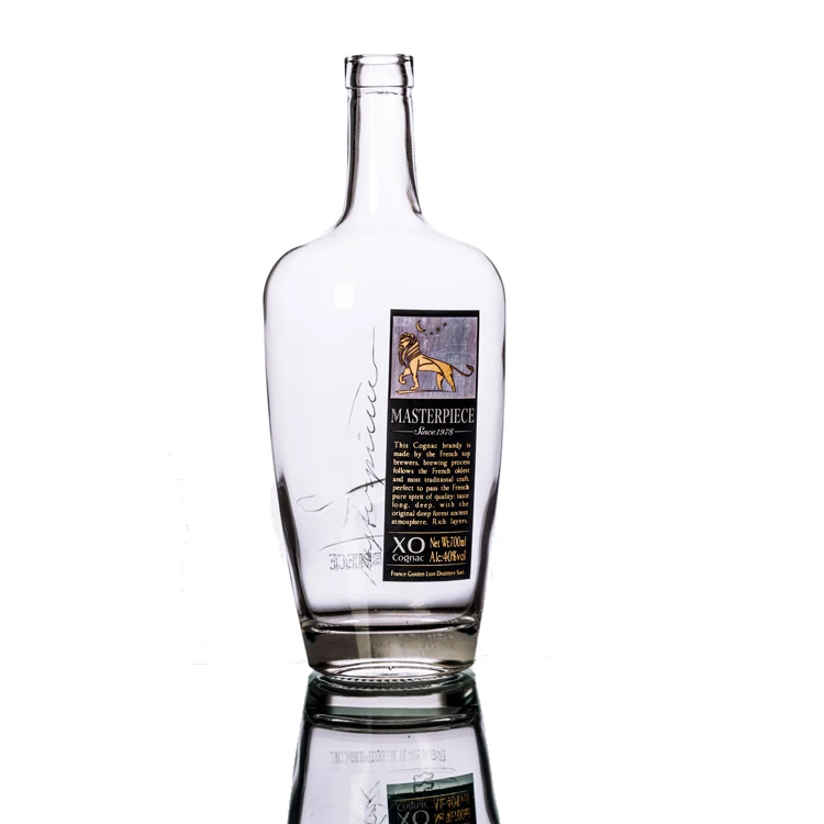 Flat Shape 700ml AK 47 Vodka Glass Bottle with Silver Caps