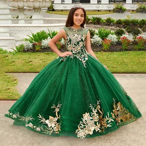 Maxi Ball Gown Floral Embroidered Bow Dress Formal Style for Girls Birthday Party Wedding Summer Clothes  for Kids