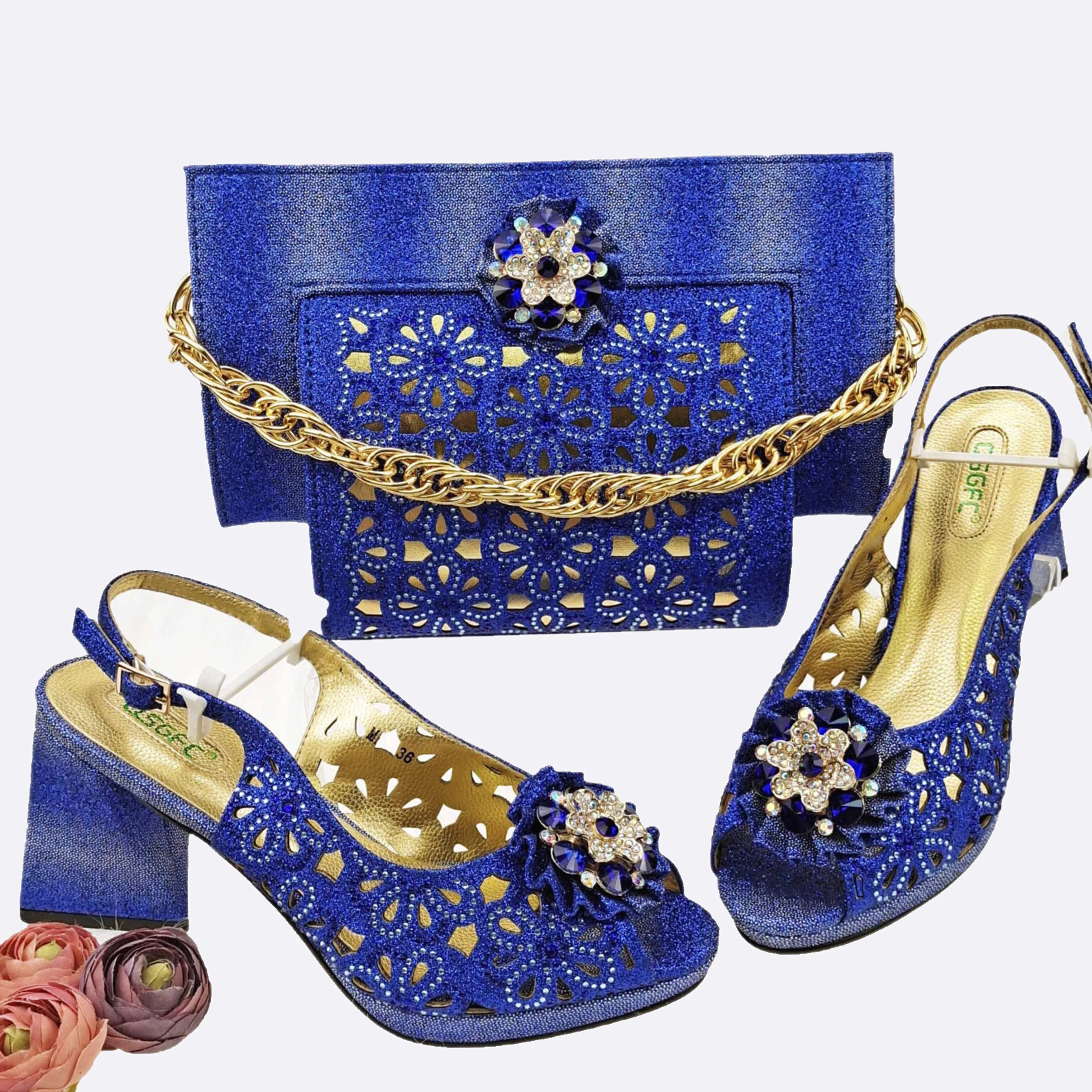 Latest Design Shoes And Bag For Party Wedding Matching Shoes And Bag Set Decorated With