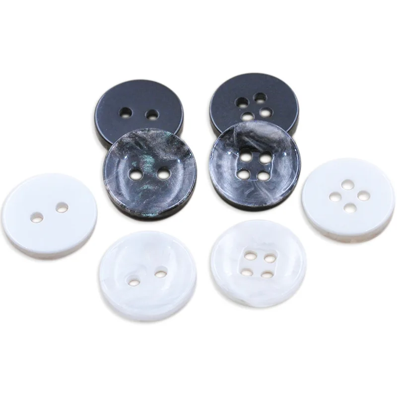 Custom 4 Holes Polyester Pearl Effect Imitation Sea Shell Resin Reisin Button Faux Shell Fancy Buttons