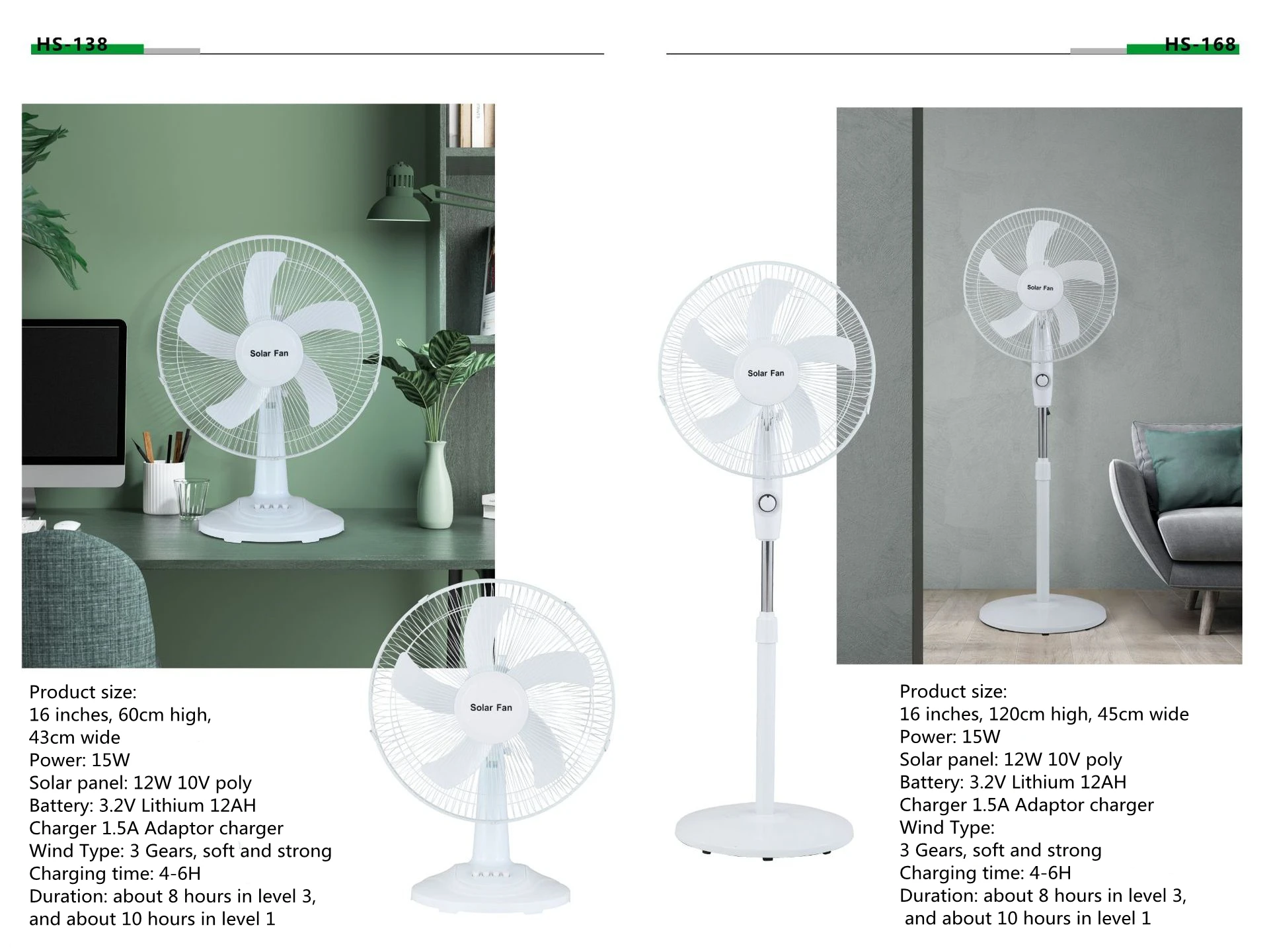 16 Inch Solar 12V Rechargeable Standing DC AC Fan With Solar Panel and ...