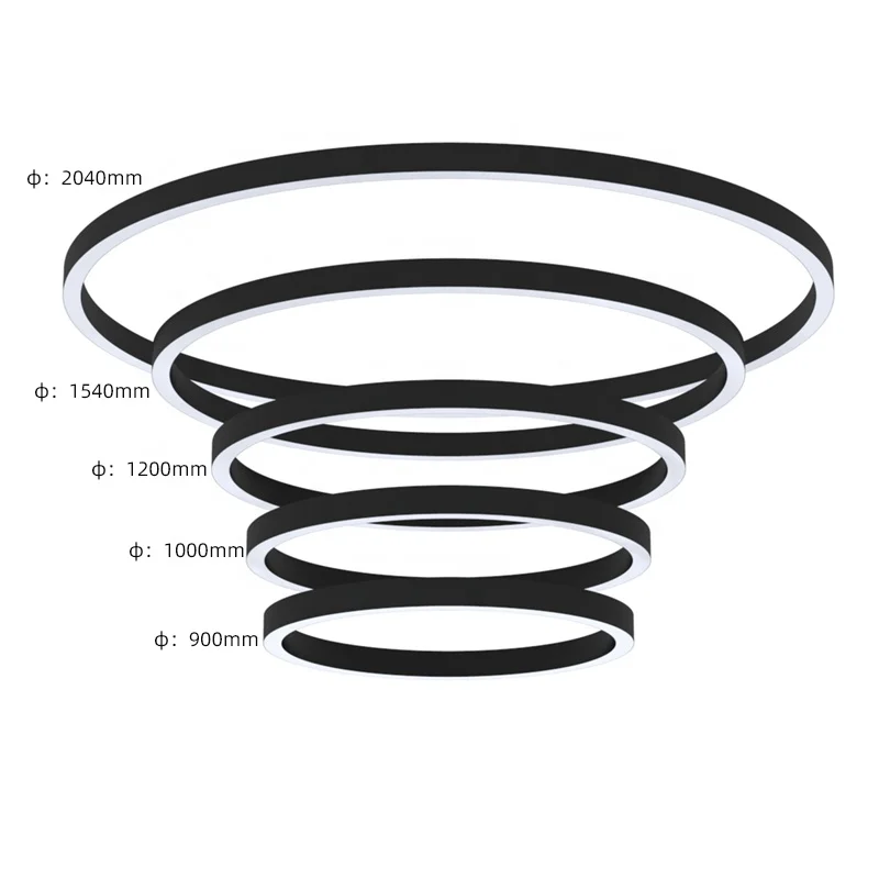 3 Ring Pendant Light Wholesale Modern Led Circular Chandelier Lighting 2-Ring For Classy Hotel Hall