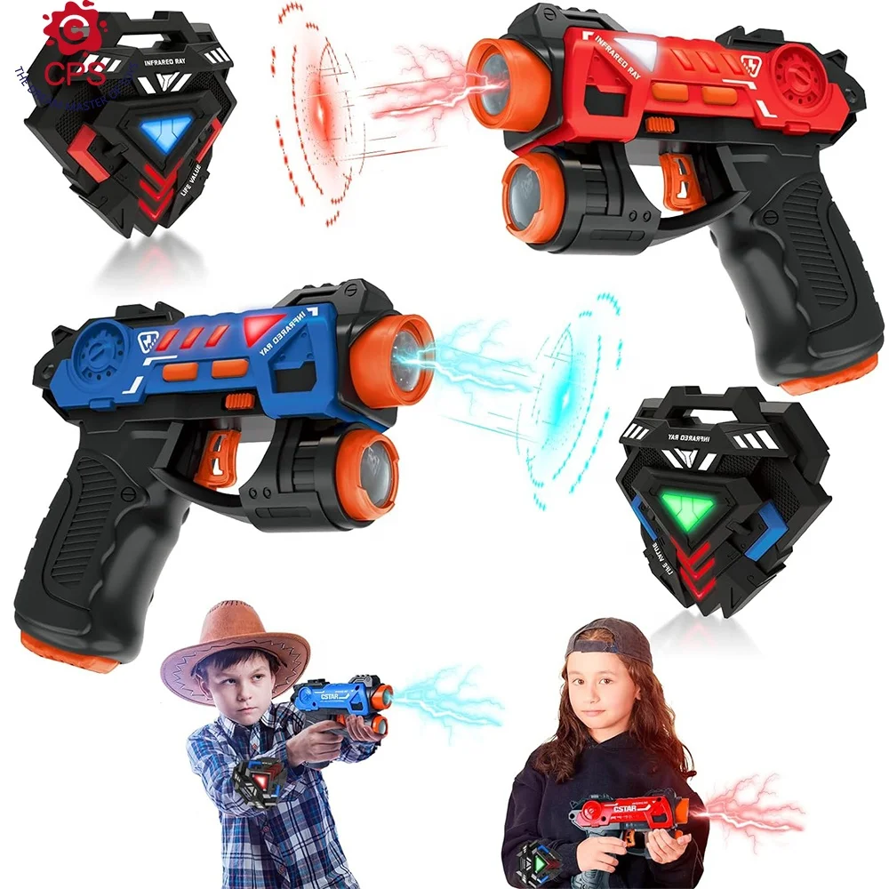 Laser Tag Guns Set Infrared Mini Laser Tag for Kids with Badges 2 Pack Laser Tag Blaster Game 2 Players Indoor Outdoor Toys