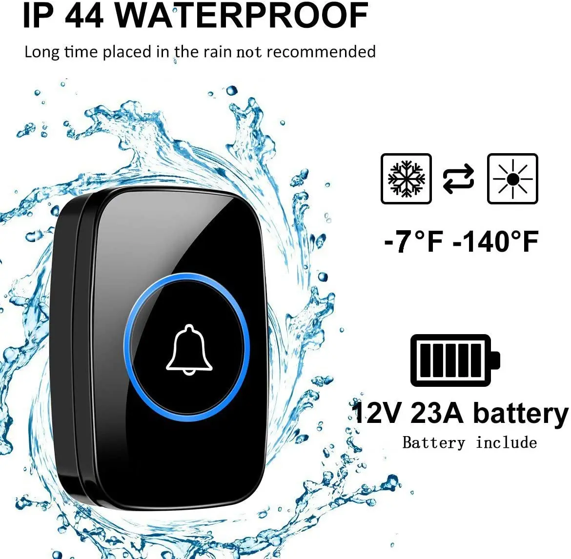 Wireless Doorbell with 1 2 3 Receivers Waterproof 60 Ringtones Chime UK EU US Plug Smart Door Bell